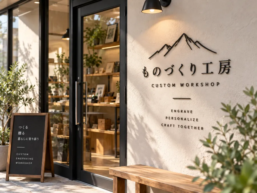 店舗外壁に設置する切り文字看板の制作イメージ
