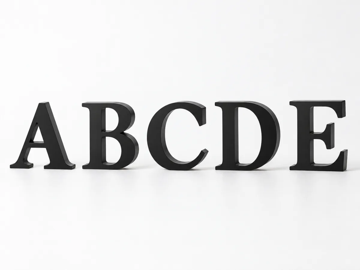 アクリル切り文字A・B・C・D・Eの制作イメージ