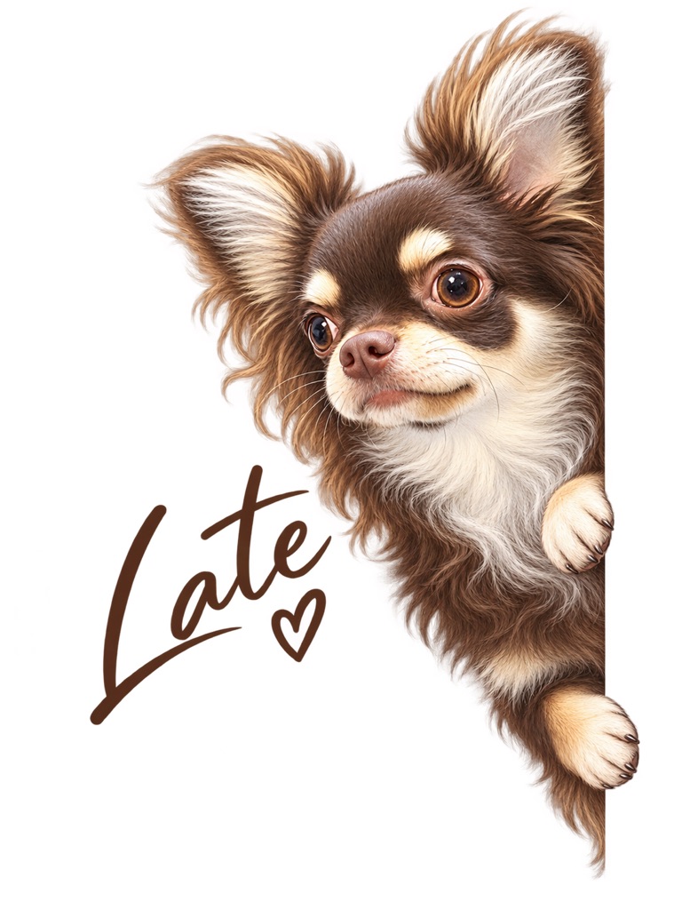 白背景からひょっこり顔を出すLatteのイラスト
