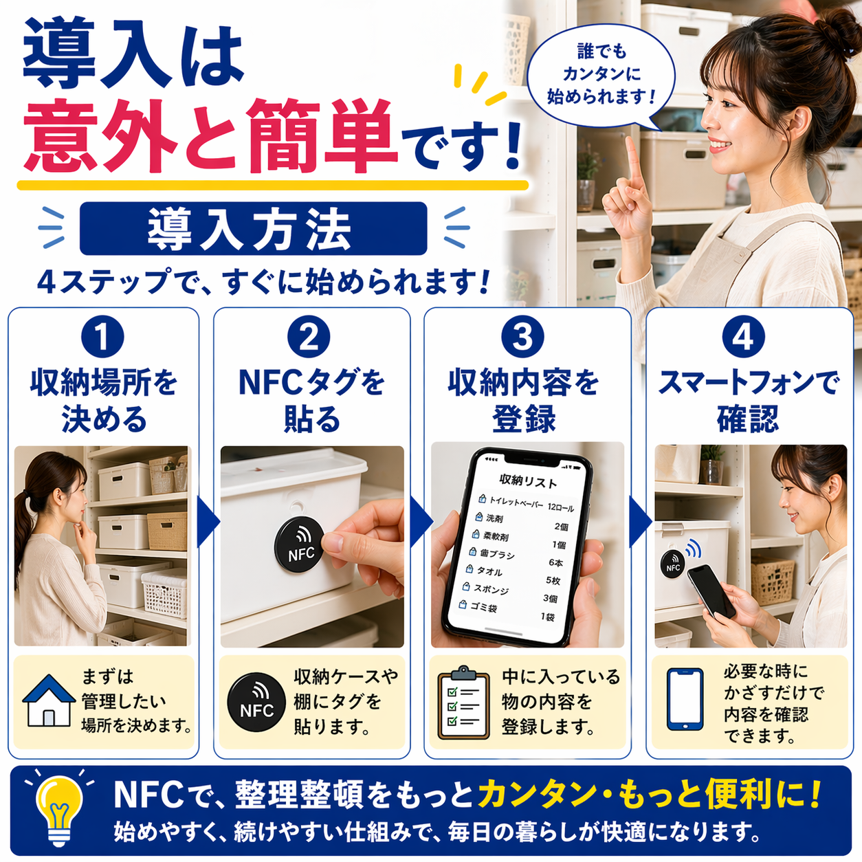 NFCタグで整理整頓を簡単に