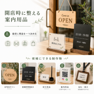 開店時に整える案内用品