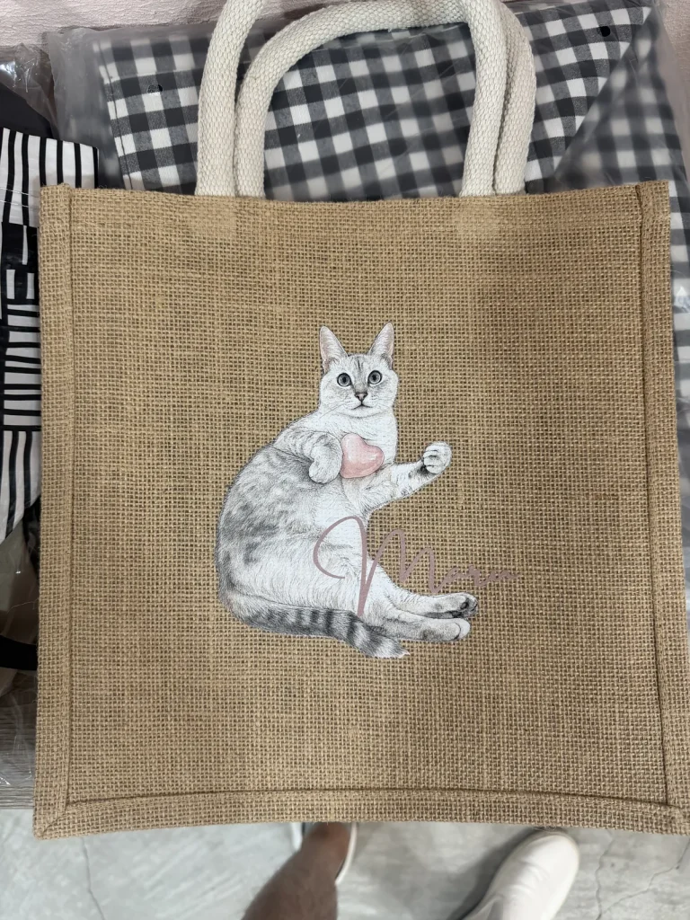 猫のイラスト入りバッグの写真