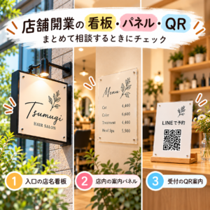 店舗開業の看板・パネル・QR
